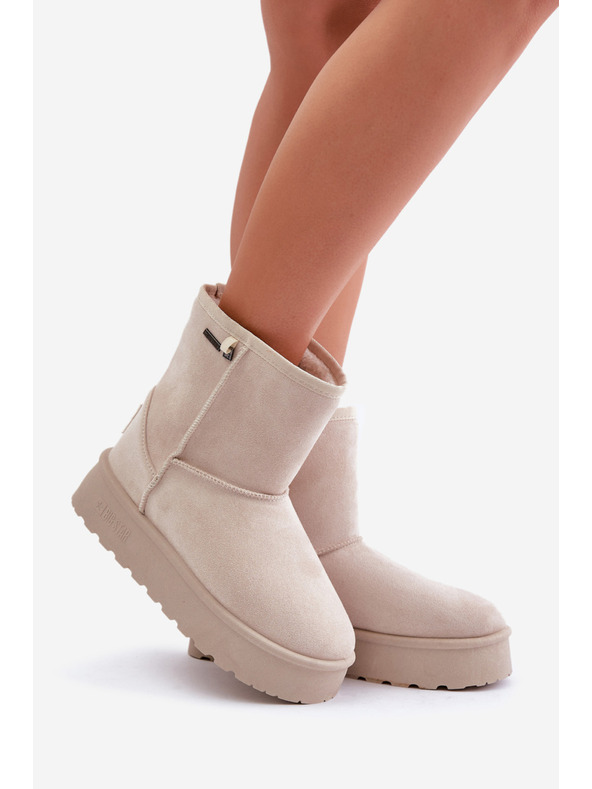 BIG STAR SHOES Dámske snehové topánky na vysokej platforme Big Star Light Beige