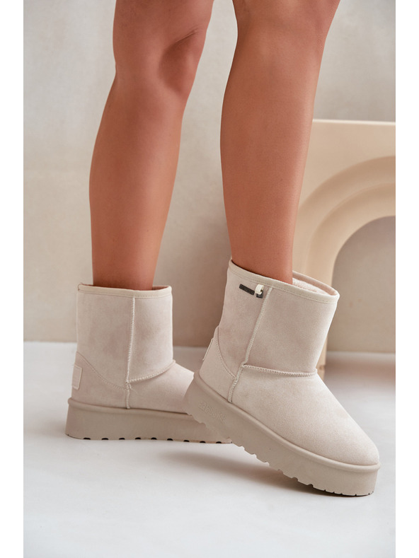 BIG STAR SHOES Dámske snehové topánky na vysokej platforme Big Star Light Beige