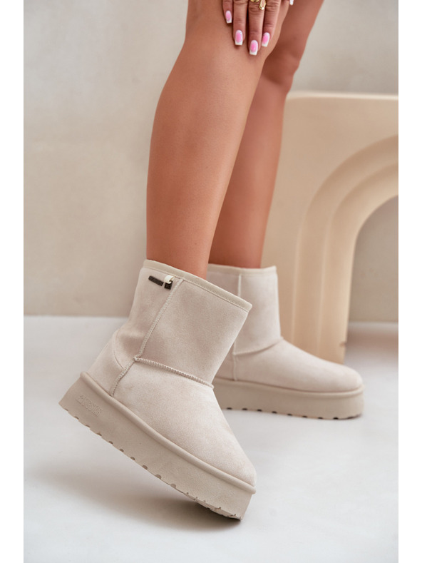 BIG STAR SHOES Dámske snehové topánky na vysokej platforme Big Star Light Beige