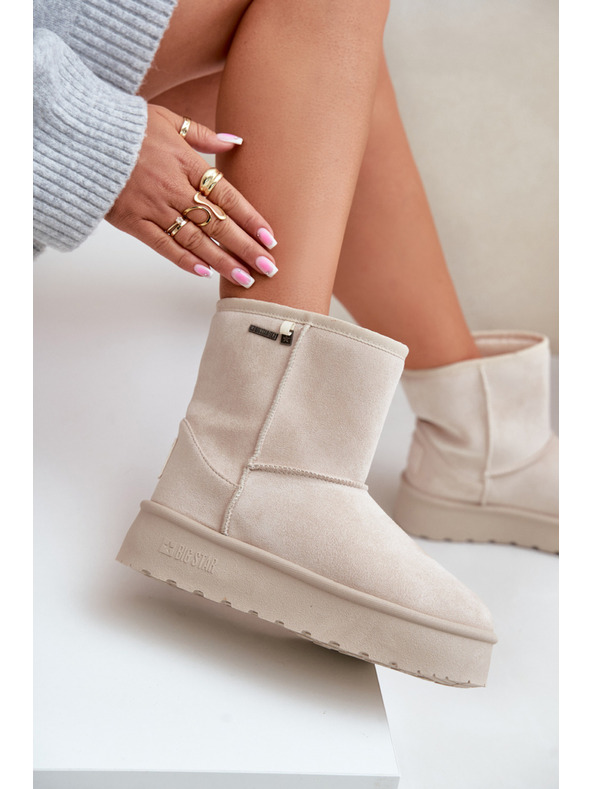 BIG STAR SHOES Dámske snehové topánky na vysokej platforme Big Star Light Beige
