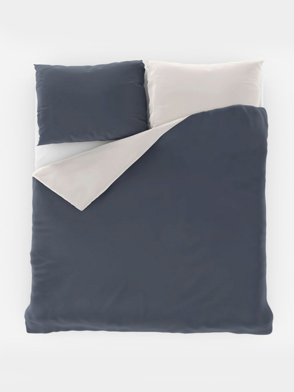 Kvalitex Saténová posteľná bielizeň LUXURY COLLECTION 140x200, 70x90cm tmavosivá / biela