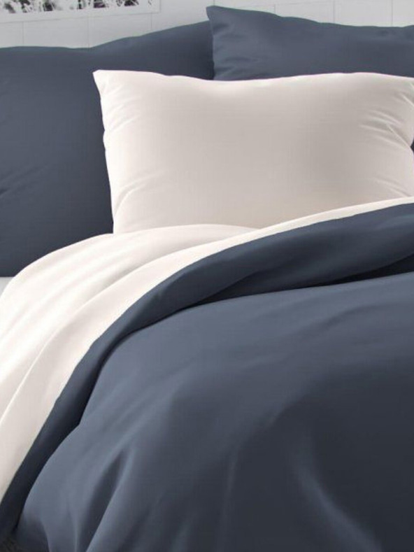 Kvalitex Saténové francúzske predĺžené posteľné obliečky LUXURY COLLECTION 1+2, 240x220, 70x90cm tmavosivé / biele