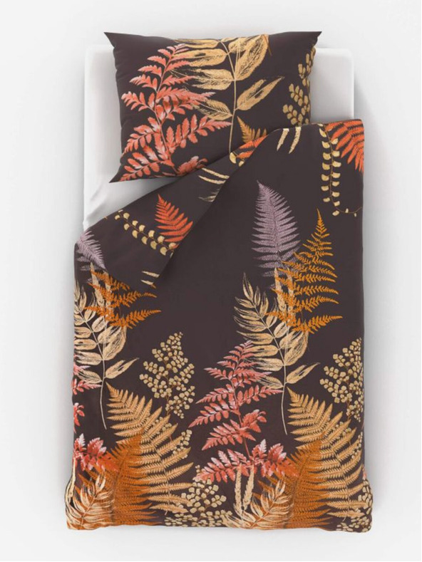Kvalitex Saténová posteľná bielizeň Luxury Collection 140x200, 70x90cm Papradie hnedé Kvalitex