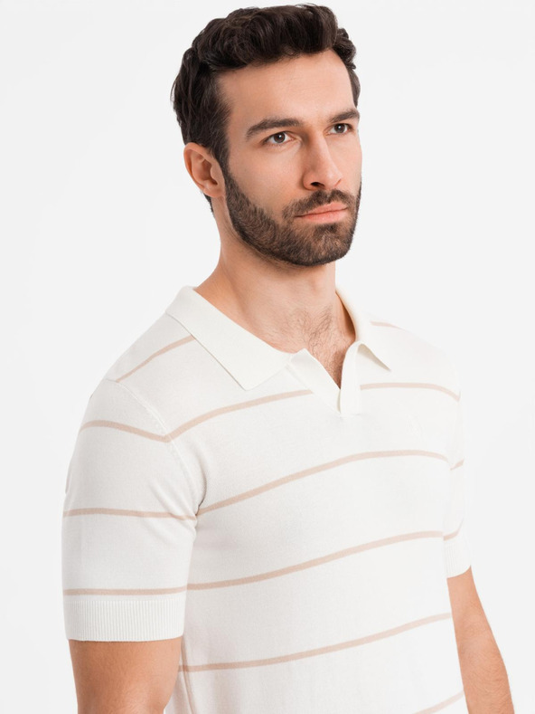 Ombre Clothing Pánska polokošeľa z viskózy s vodorovnými pruhmi Ombre Clothing