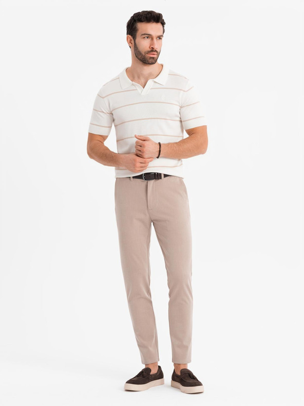 Ombre Clothing Pánska polokošeľa z viskózy s vodorovnými pruhmi Ombre Clothing