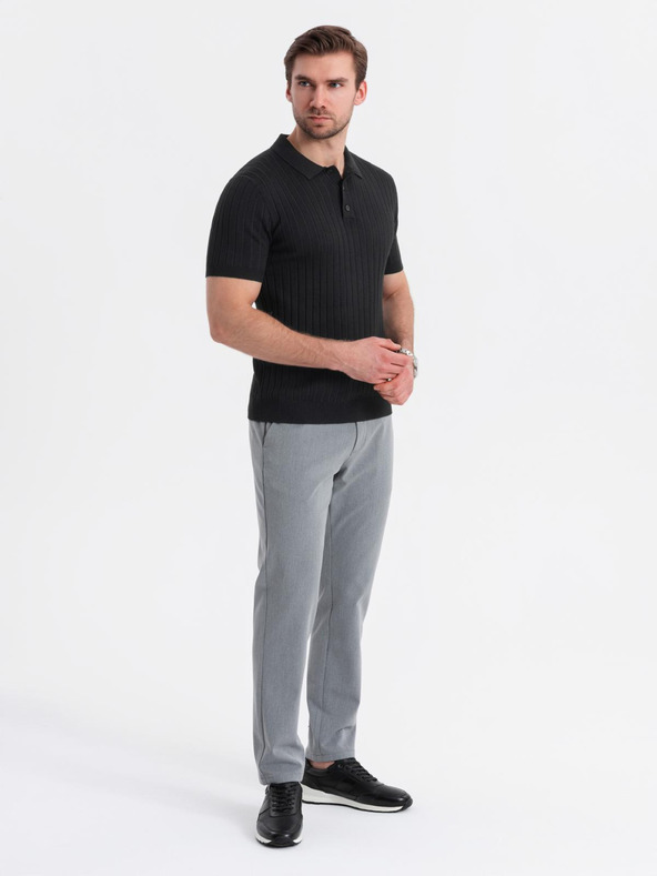 Ombre Clothing Pánska polokošeľa SLIM FIT z viskózy so zvislými pruhmi Ombre Clothing