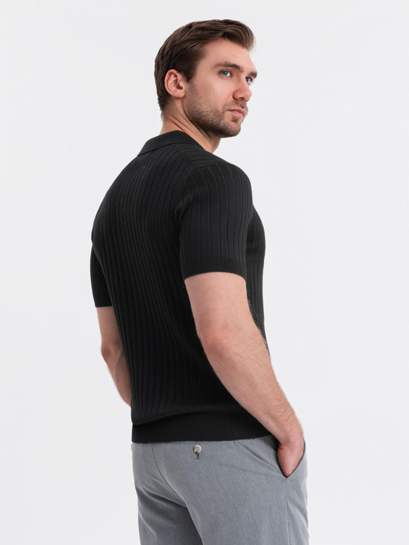 Ombre Clothing Pánska polokošeľa SLIM FIT z viskózy so zvislými pruhmi Ombre Clothing