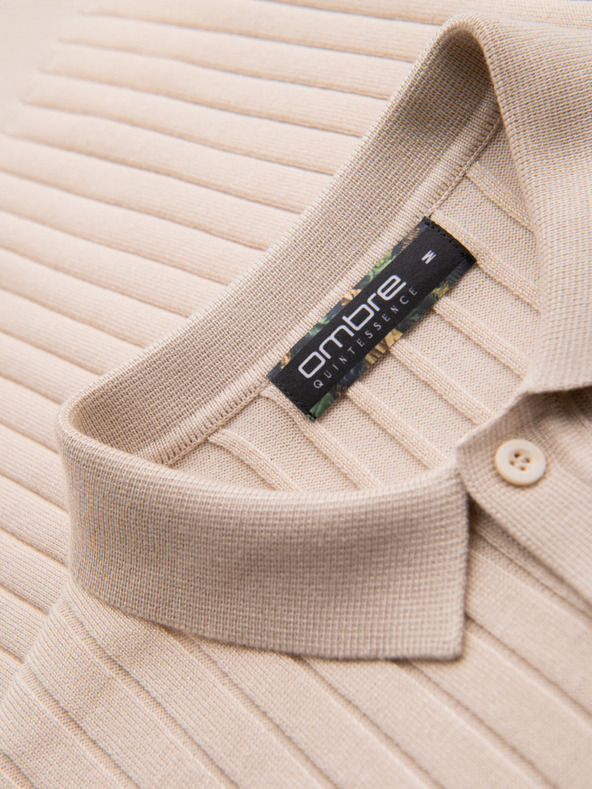 Ombre Clothing Pánska polokošeľa SLIM FIT z viskózy so zvislými pruhmi Ombre Clothing