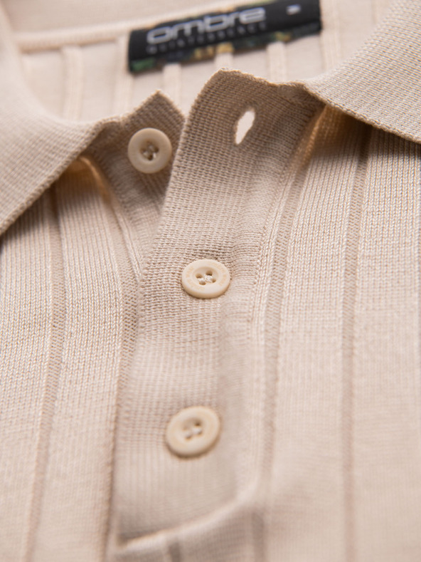 Ombre Clothing Pánska polokošeľa SLIM FIT z viskózy so zvislými pruhmi Ombre Clothing