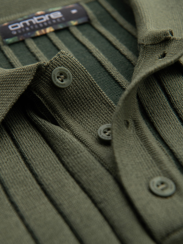 Ombre Clothing Pánska polokošeľa SLIM FIT z viskózy so zvislými pruhmi Ombre Clothing