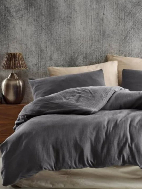 Kvalitex Mušelínová posteľná bielizeň 140x200, 70x90cm tmavosivá Kvalitex