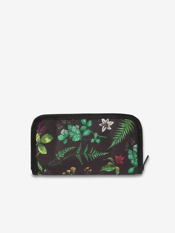 Dakine Zeleno-čierna dámska kvetovaná peňaženka Dakine Luna Wallet Woodland Floral