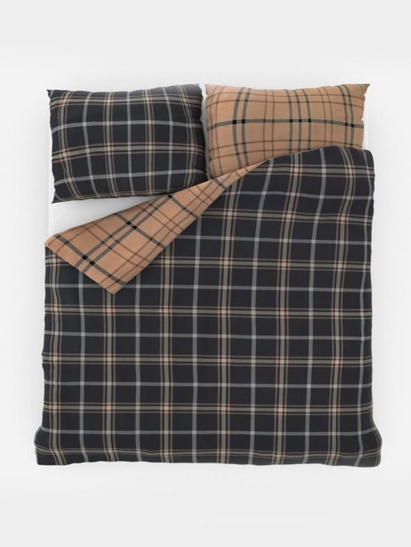 Kvalitex Francúzske bavlnené posteľné obliečky NORDIC COLLECTION 240x200, 70x90cm KARO tmavohnedé