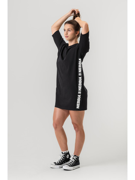 Nebbia Tričkové oversized šaty NEBBIA CLUB 594 XS/S, čierne