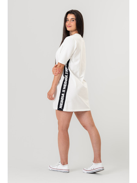 Nebbia Tričkové oversized šaty NEBBIA CLUB 594 XS/S, krémové