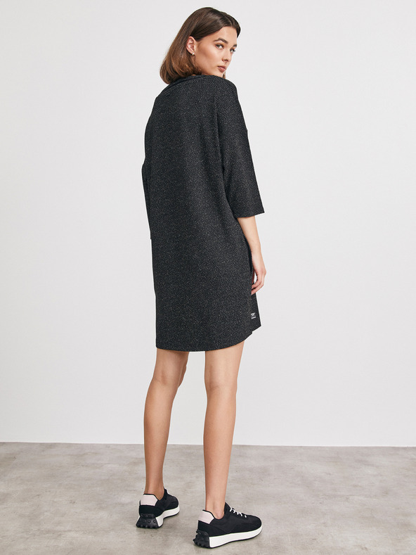 ZOOT.lab Čierne vzorované voľné šaty METROOPOLIS by ZOOT.lab Eustacia