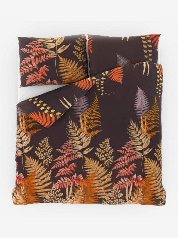 Kvalitex Saténové francúzske posteľné obliečky Luxury Collection 1+2, 240x200, 70x90cm Papraď hnedé Kvalitex