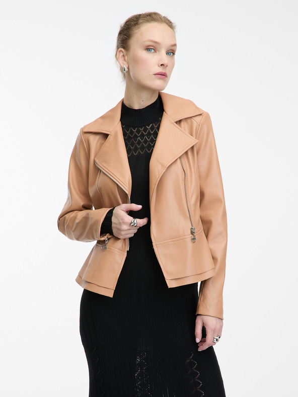 Orsay Svetlohnedá dámska koženková bunda ORSAY