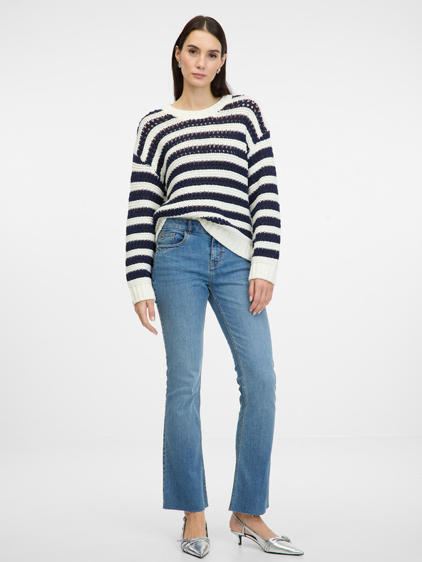 Orsay Tmavomodrý dámsky pruhovaný sveter ORSAY