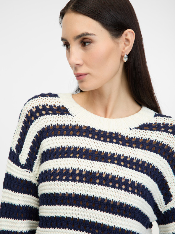 Orsay Tmavomodrý dámsky pruhovaný sveter ORSAY