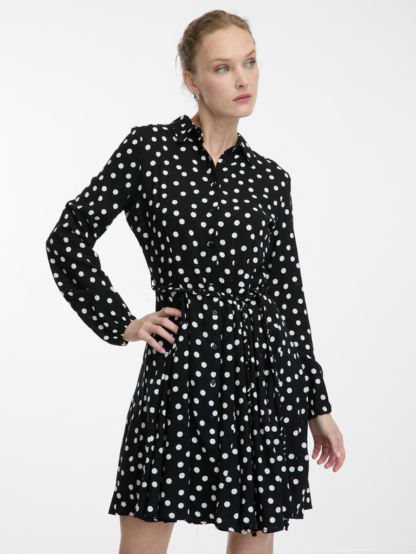 Orsay Čierne dámske košeľové šaty po kolená ORSAY