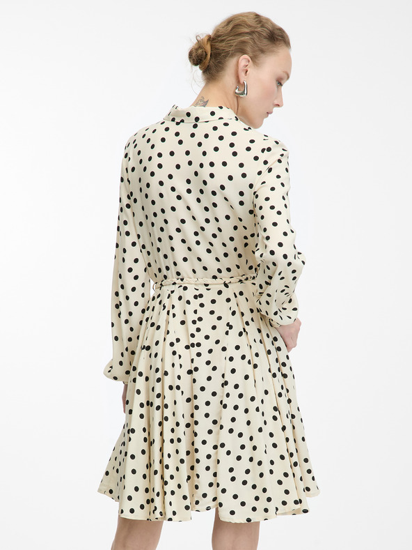 Orsay Krémové dámske košeľové šaty po kolená ORSAY