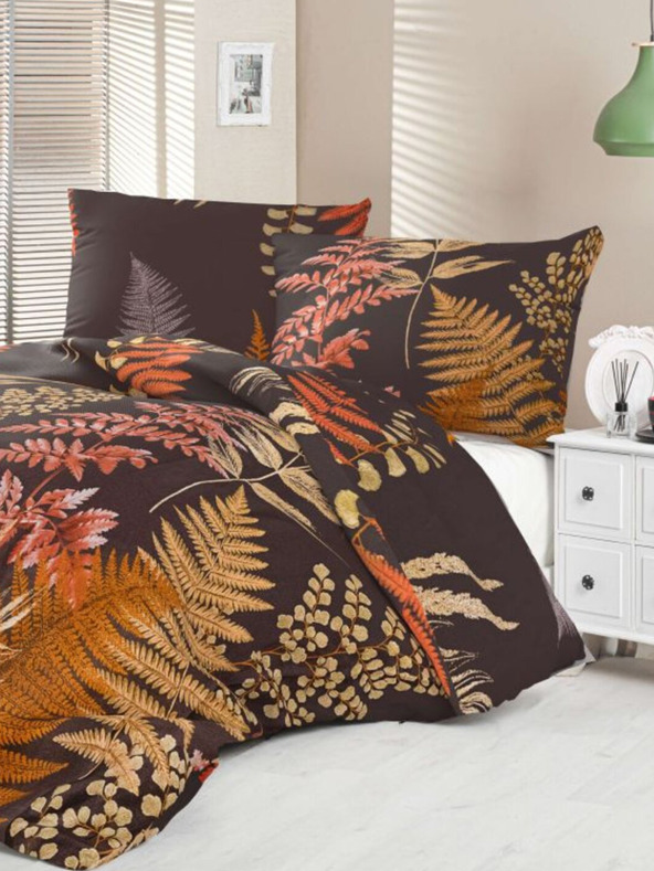 Kvalitex Saténová posteľná bielizeň Luxury Collection 140x200, 70x90cm Papradie hnedé Kvalitex