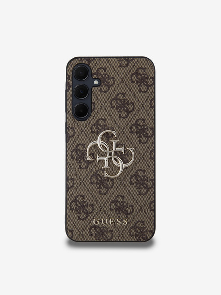 Guess Guess PU 4G Metal Logo Zadný kryt pre Samsung Galaxy A35 5G Brown