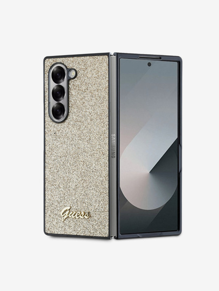 Guess Guess PC/TPU Trblietavé vločky Metal Logo Zadný kryt pre Samsung Galaxy Z Fold 6 Gold