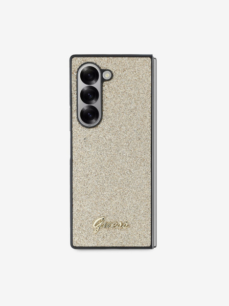Guess Guess PC/TPU Trblietavé vločky Metal Logo Zadný kryt pre Samsung Galaxy Z Fold 6 Gold