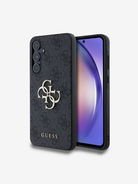 Guess Guess PU 4G Metal Logo Zadný kryt pre Samsung Galaxy A55 5G Grey