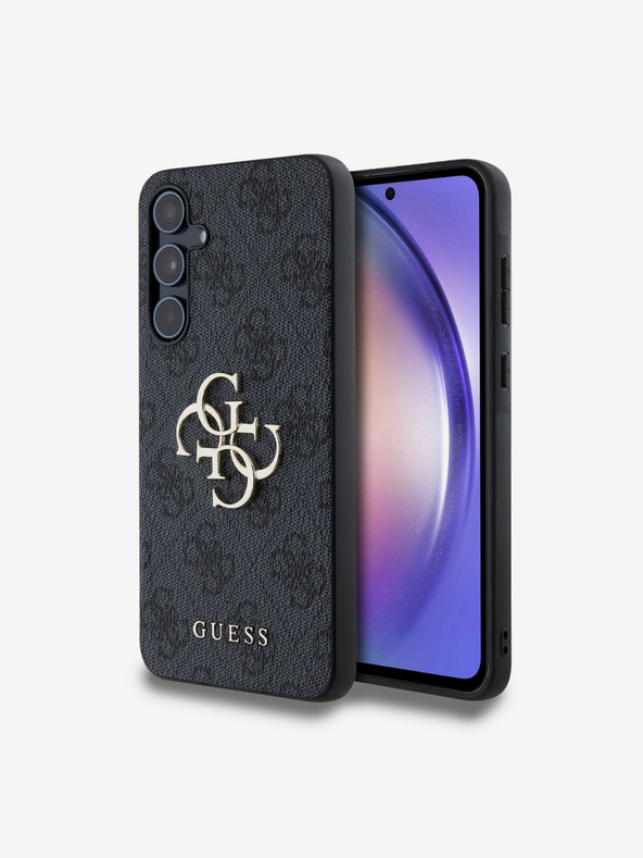 Guess Guess PU 4G Metal Logo Zadný kryt pre Samsung Galaxy A55 5G Grey