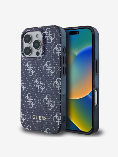 Guess Guess IML Denimový efekt MagSafe Zadný kryt pre iPhone 16 Pro Max Dark Blue