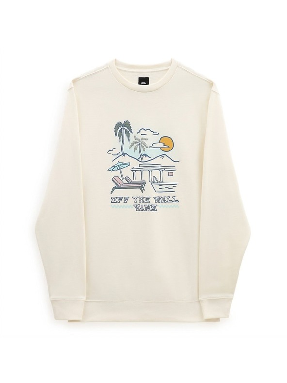 Vans Pánska krémovo biela mikina Vans Resort Crew Sweatshirt Antique White