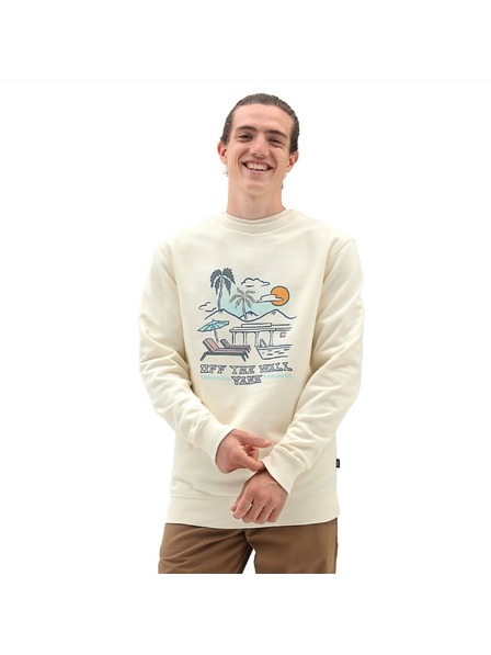Vans Pánska krémovo biela mikina Vans Resort Crew Sweatshirt Antique White