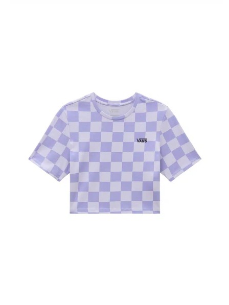 Vans Dámske fialové kockované tričko Vans Checker Crew Crop II Cosmic Sky