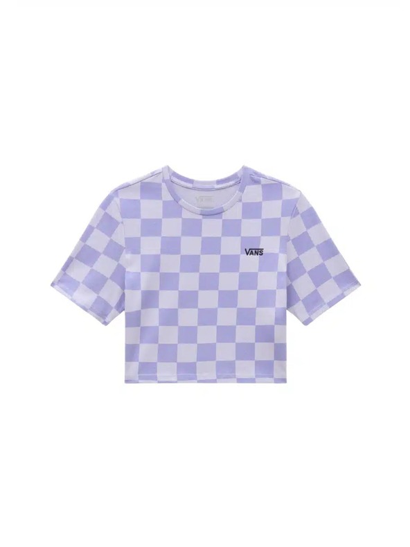 Vans Dámske fialové kockované tričko Vans Checker Crew Crop II Cosmic Sky