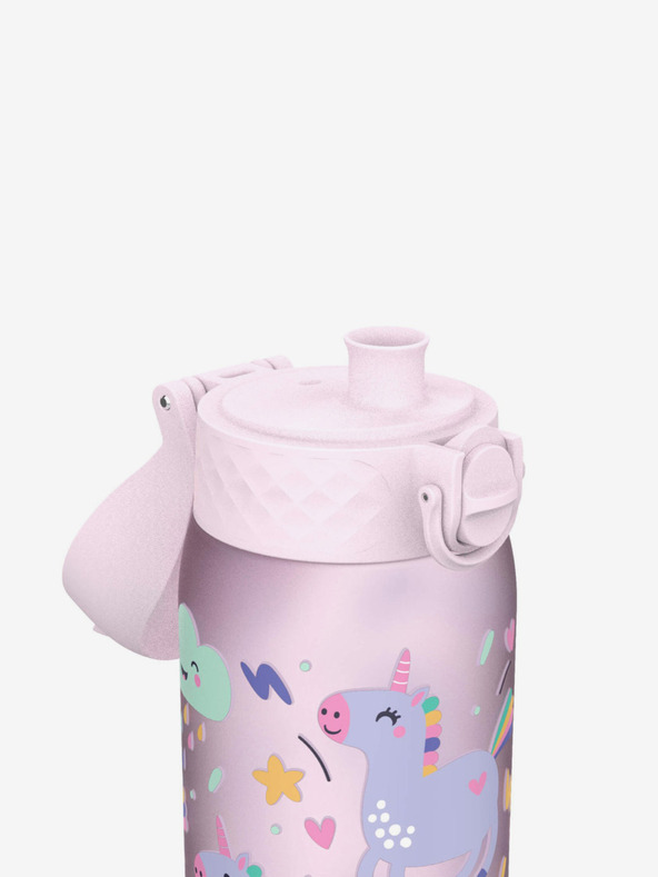 ION8 Ružová dievčenská vzorovaná fľaša Ion8 Leak Proof Unicorn 350 ml