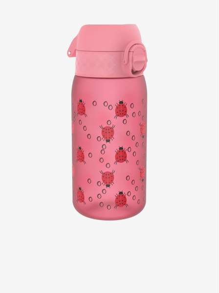 ION8 Ružová vzorovaná fľaša Ion8 Leak Proof Ladybugs (350 ml)