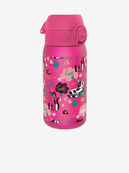 ION8 Tmavoružová vzorkovaná fľaša Ion8 Leak Proof Cats (350 ml)