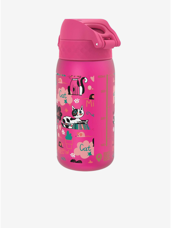 ION8 Tmavoružová vzorkovaná fľaša Ion8 Leak Proof Cats (350 ml)