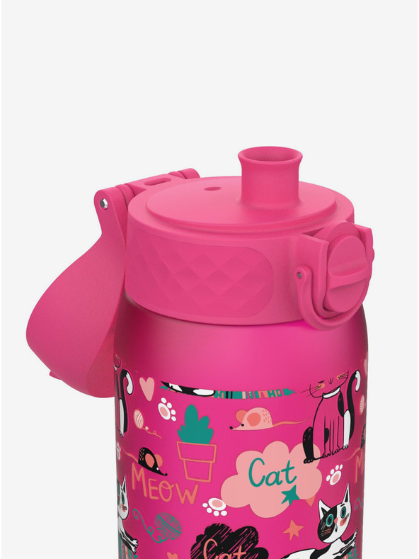 ION8 Tmavoružová vzorkovaná fľaša Ion8 Leak Proof Cats (350 ml)