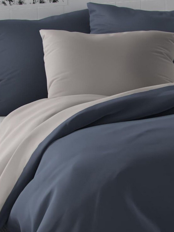 Kvalitex Saténová predĺžená posteľná bielizeň LUXURY COLLECTION 140x220, 70x90cm tmavo sivá / svetlo sivá