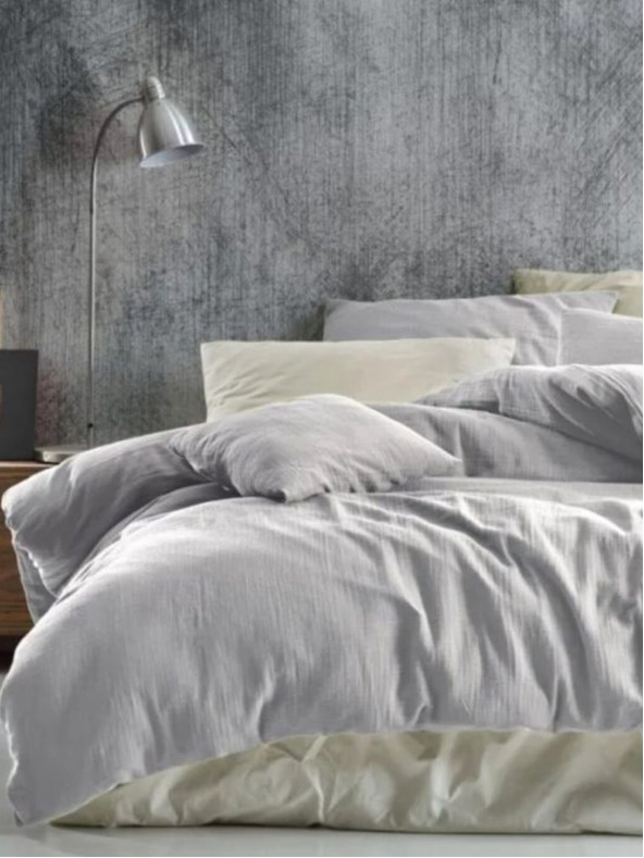 Kvalitex Francúzska mušelínová posteľná bielizeň 240x200, 70x90cm svetlo sivá Kvalitex