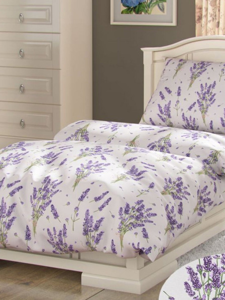 Kvalitex Predĺžená bavlnená posteľná bielizeň PROVENCE COLLECTION 140x220, 70x90cm LEVANDULE fialová Kvalitex