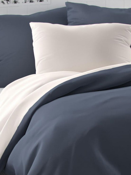 Kvalitex Saténová predĺžená posteľná bielizeň LUXURY COLLECTION 140x220, 70x90cm tmavo sivá / biela
