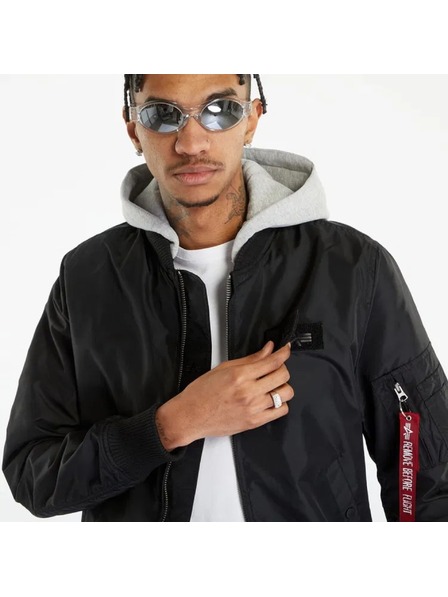 Alpha Industries Pánska čierna bomber bunda Alpha Industries MA-1 TT Hood