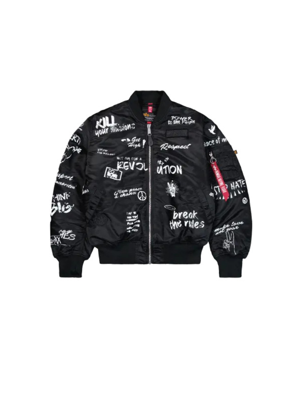 Alpha Industries Pánska čierna bomber bunda Alpha Industries MA-1 Peace