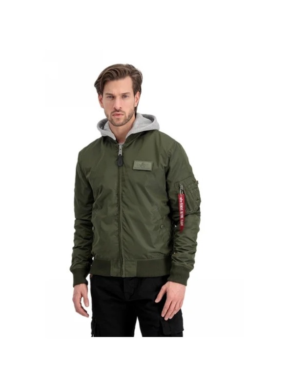 Alpha Industries Pánska zelená bomber bunda Alpha Industries MA-1 TT Hood
