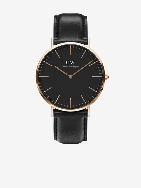 Daniel Wellington Čierne pánske kožené hodinky Daniel Wellington Classic
